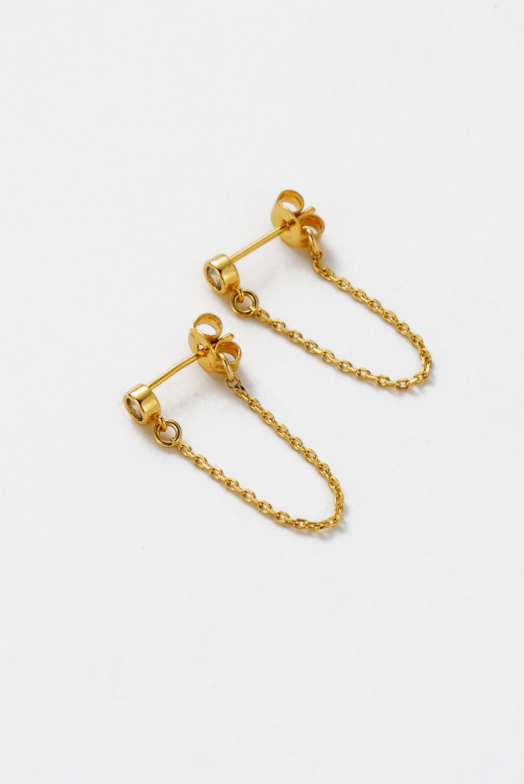 Crystal Chain Wrap Earring - Gold