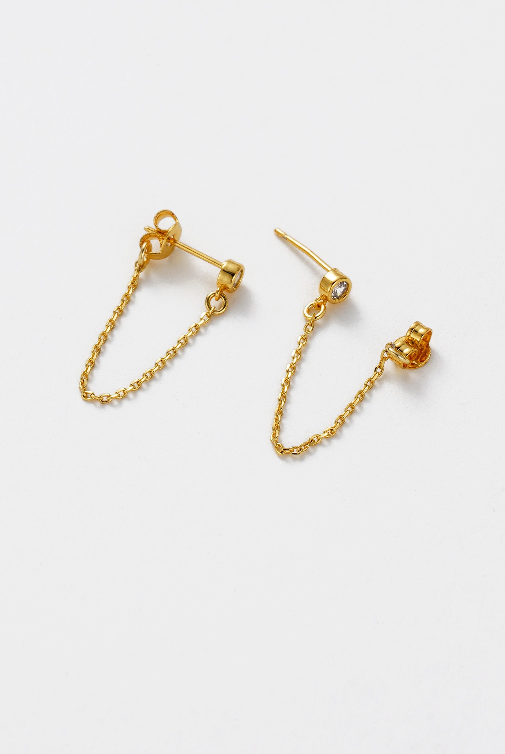 Crystal Chain Wrap Earring - Gold