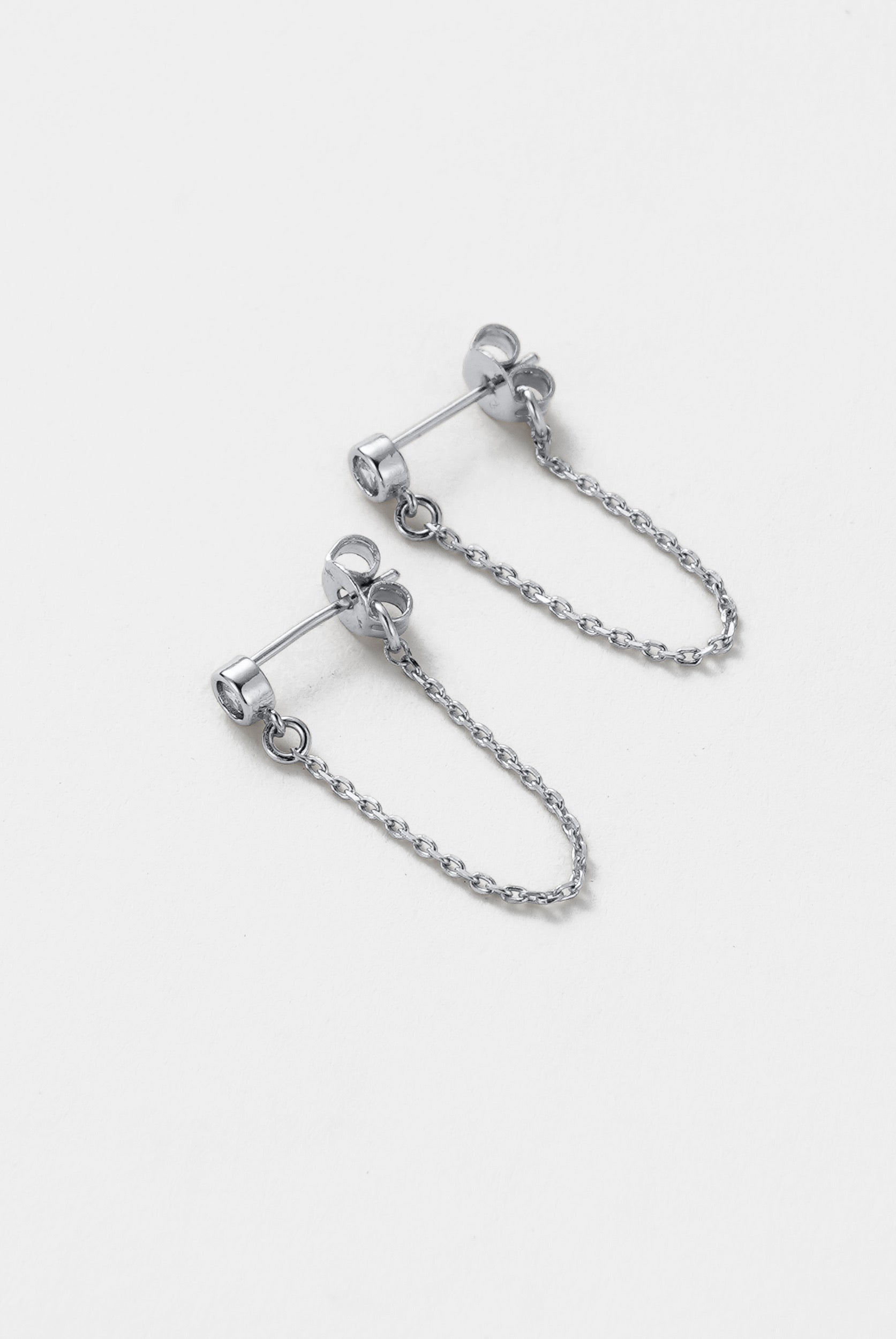 Crystal Chain Wrap Earring - Silver