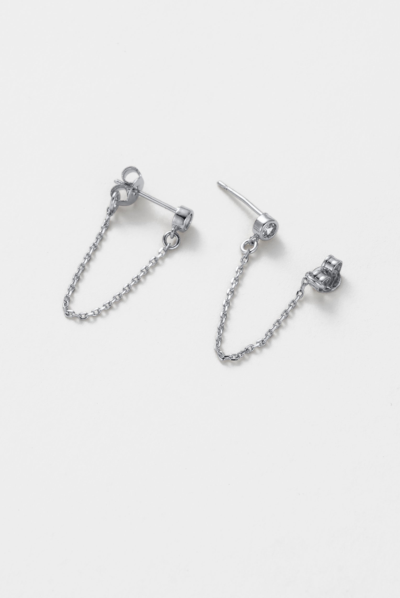 Crystal Chain Wrap Earring - Silver