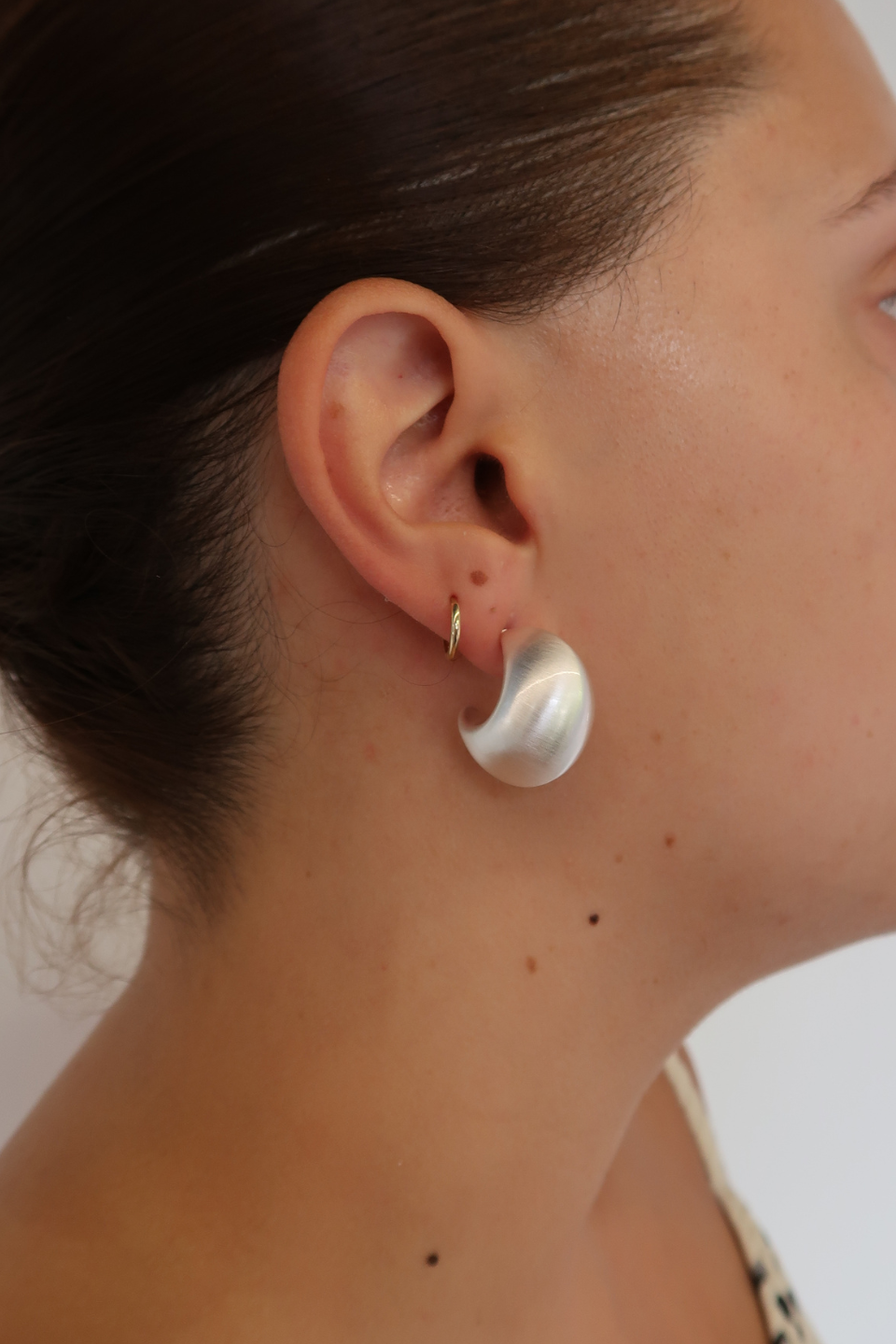 Hailey Brushed Hoop - Silver