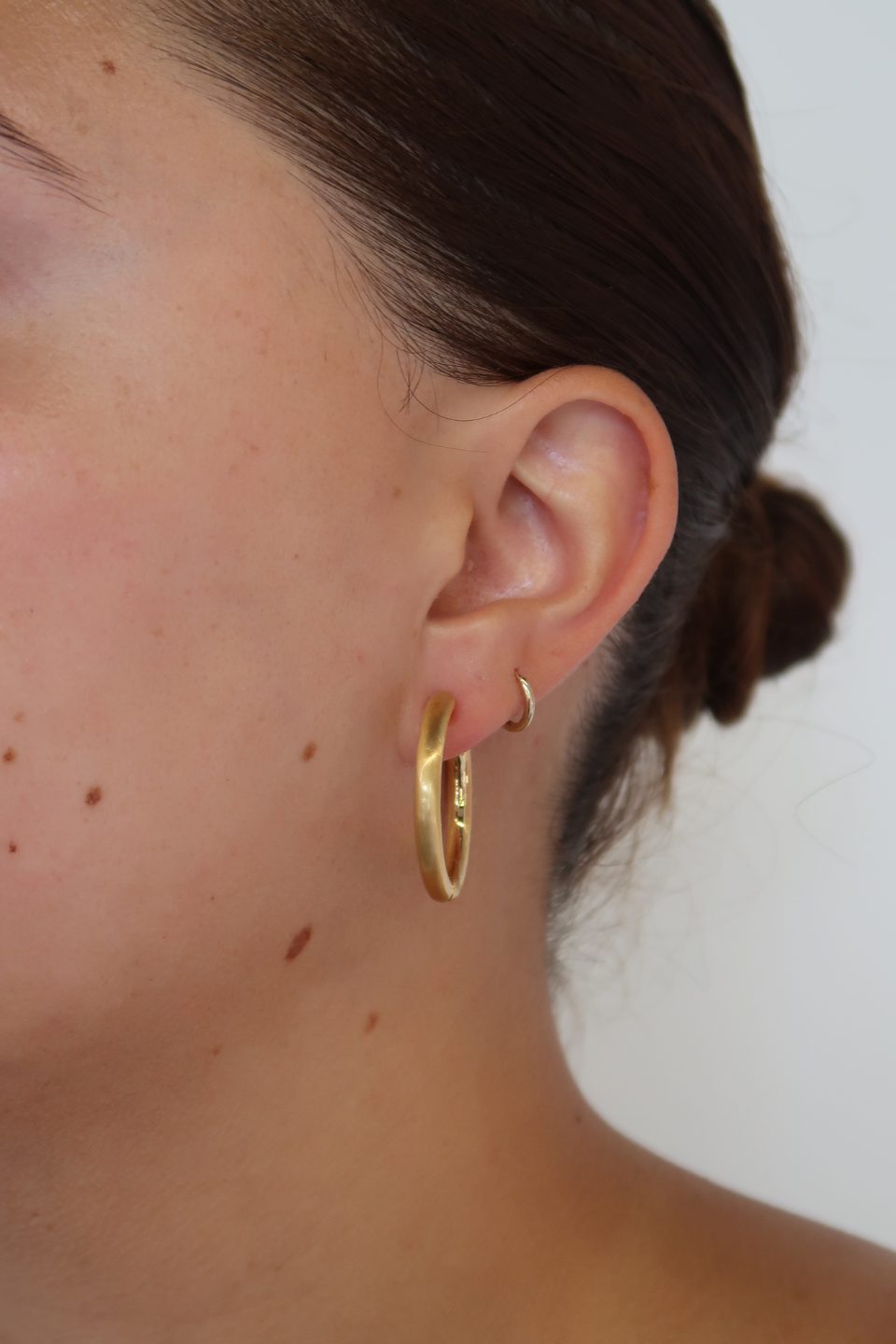 Kendall Brushed Hoop - Large / Gold
