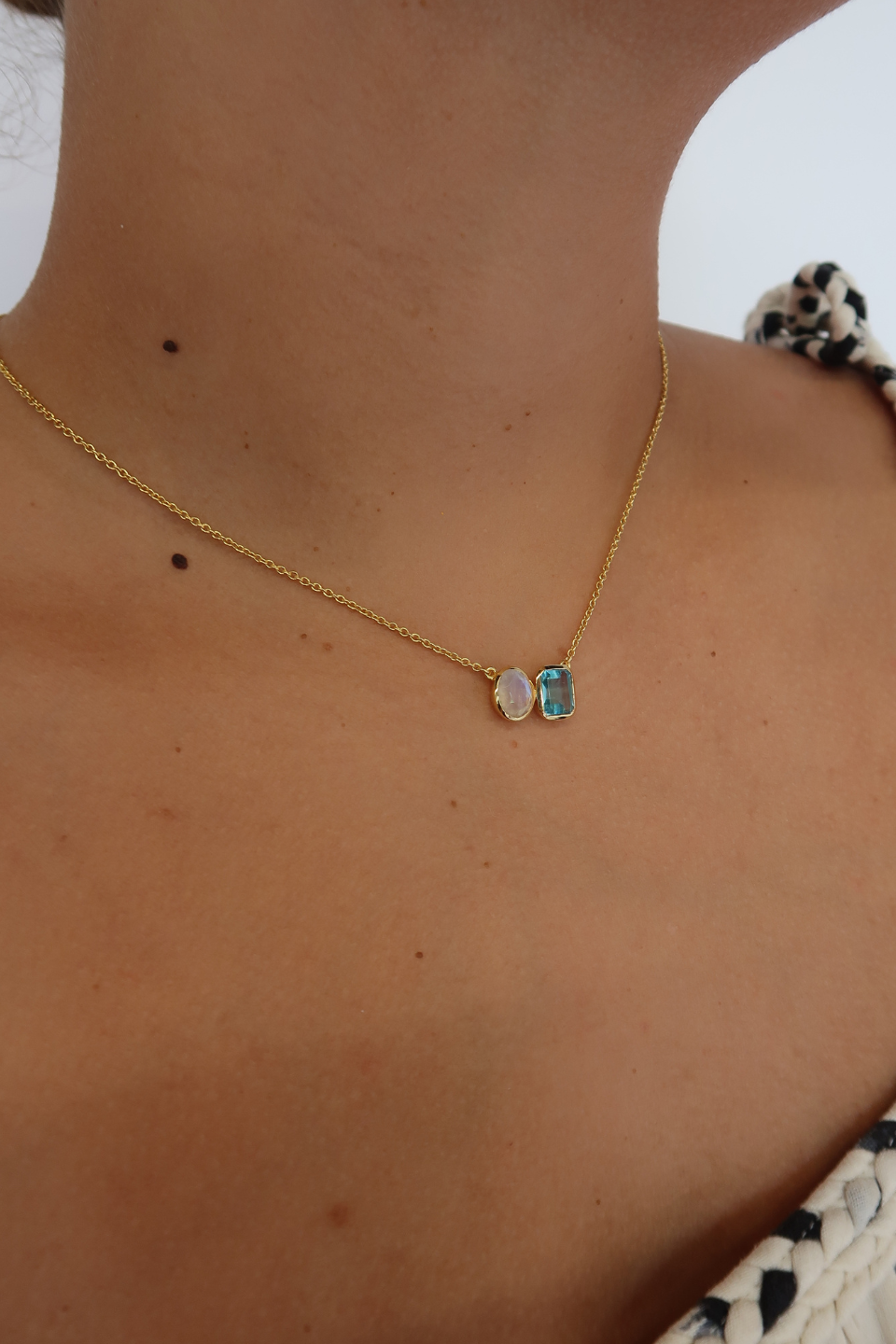 Skylar Necklace - Moonstone / Blue Topaz