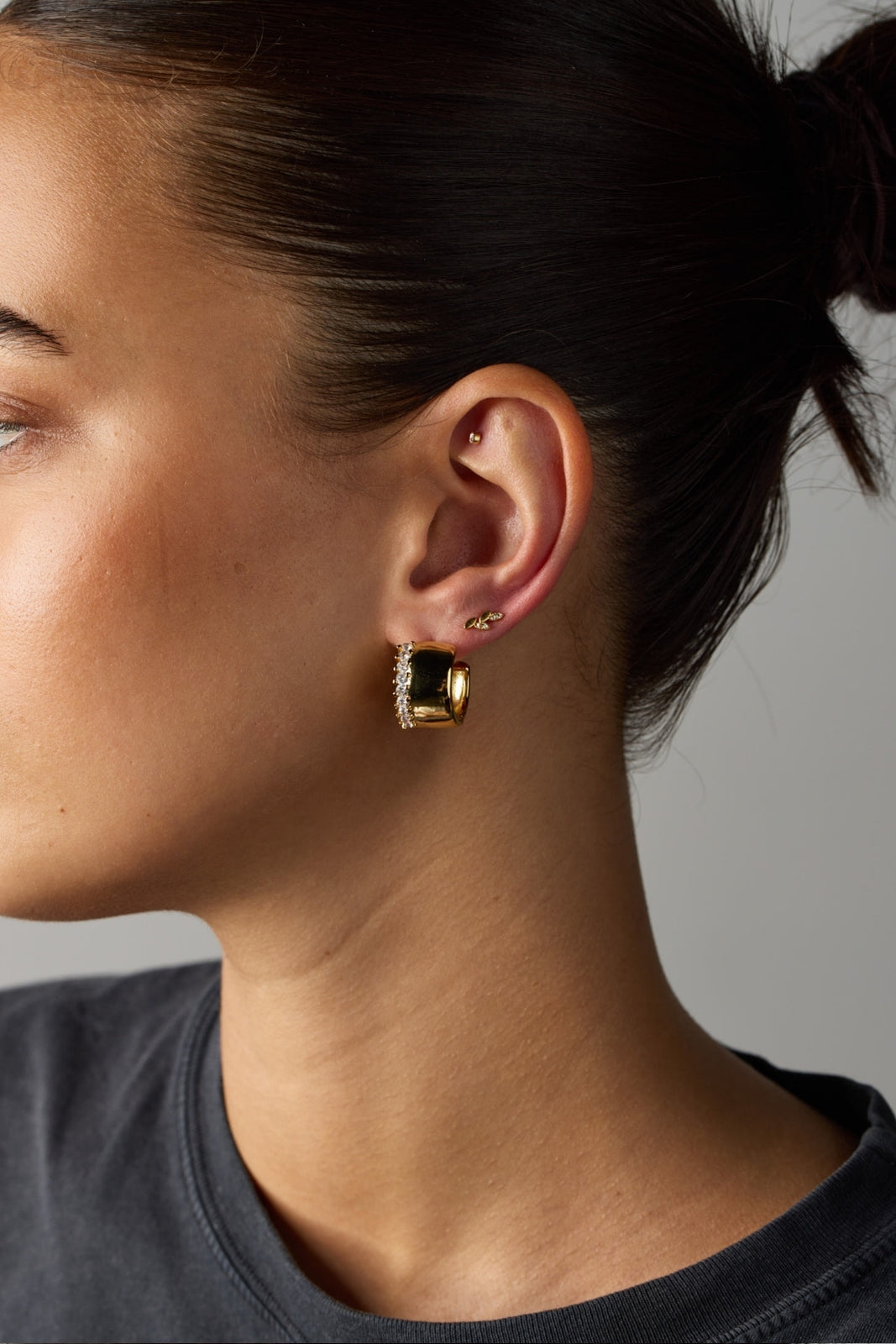 Crystal Leaf Stud Earring - 925 Silver