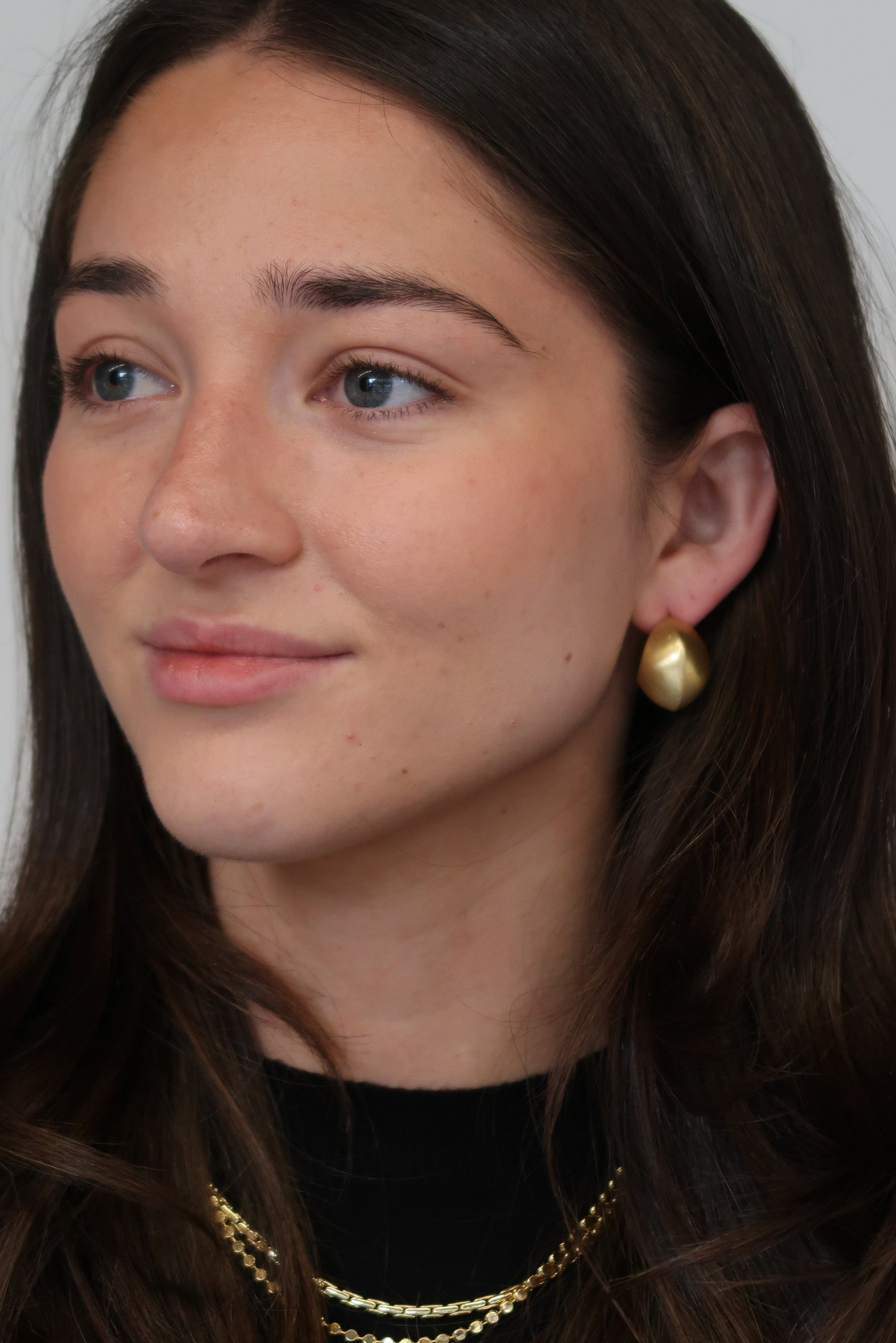 Hailey Brushed Hoop - Gold