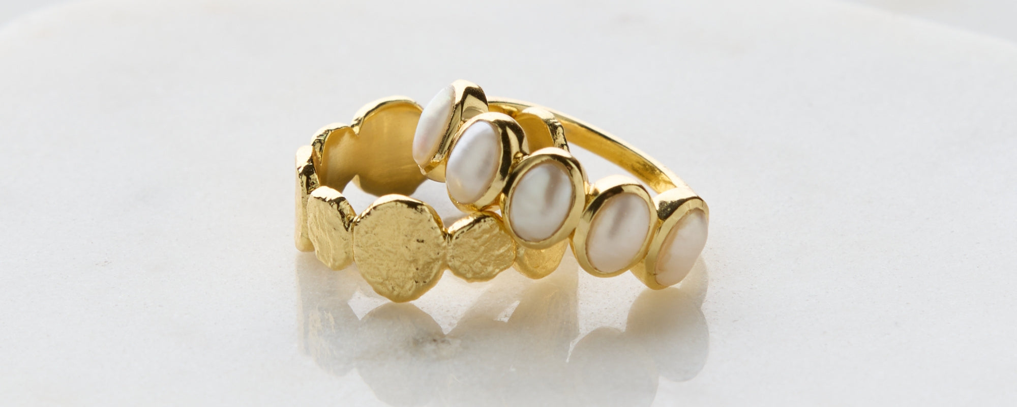 Oval gemstone ring with Pearl – artisan handcrafted ring