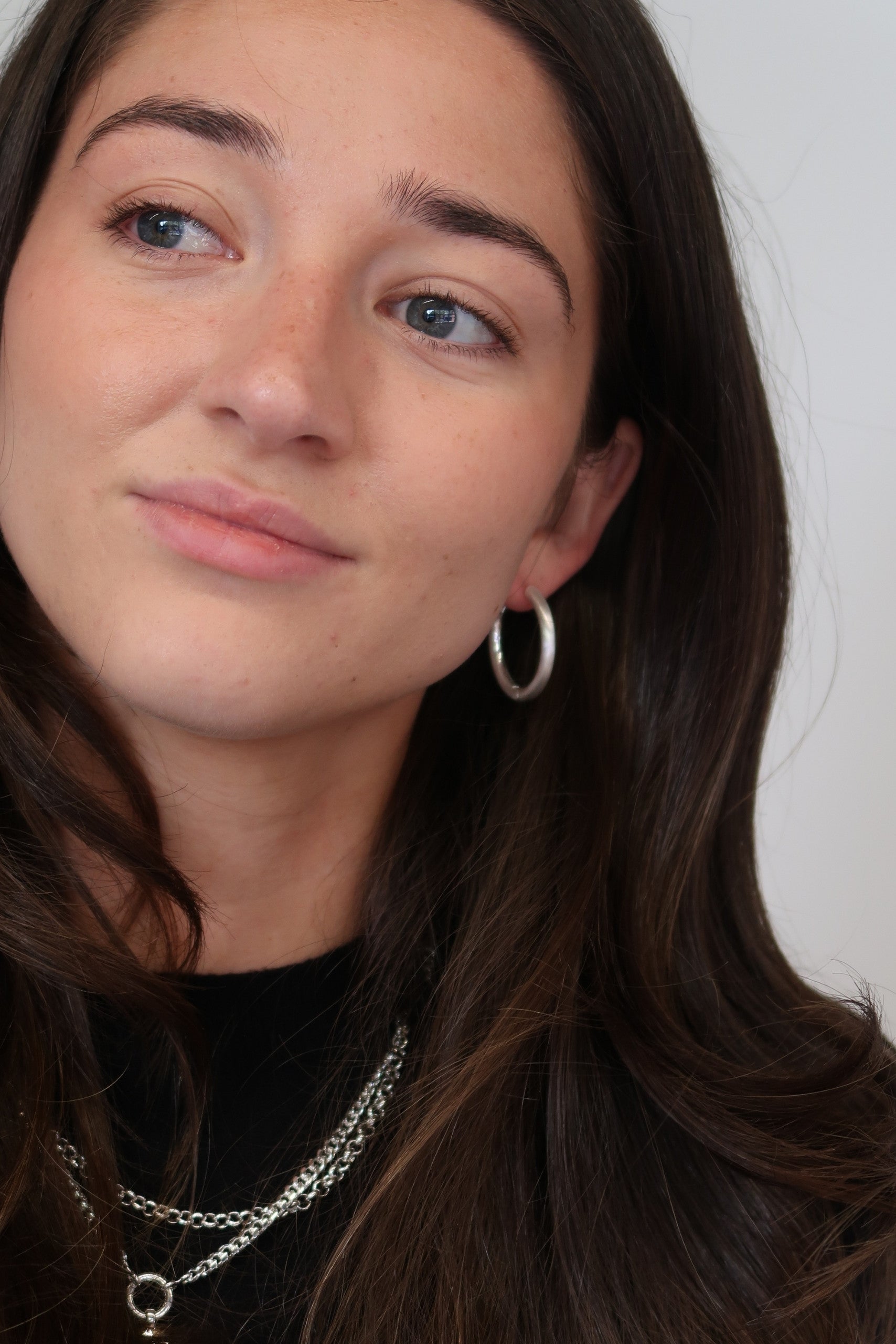 Kendall Brushed Hoop - Large / Silver