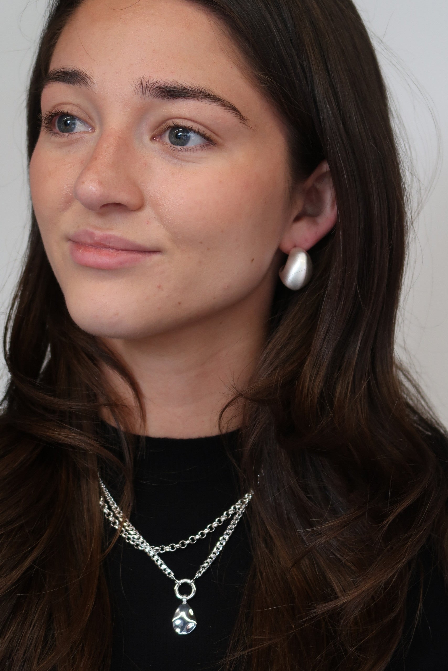 Hailey Brushed Hoop - Silver