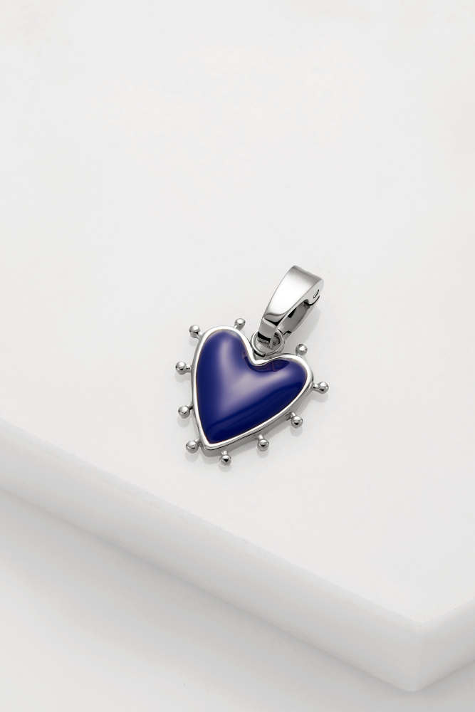 Heart Charm - Blue / Silver