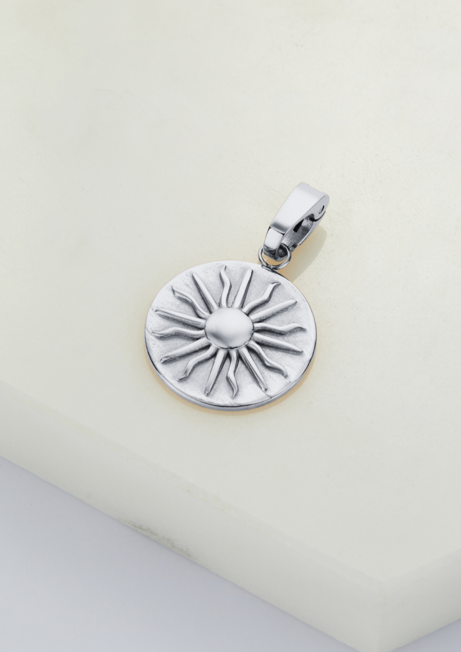 Sun Pendant Charm - Silver