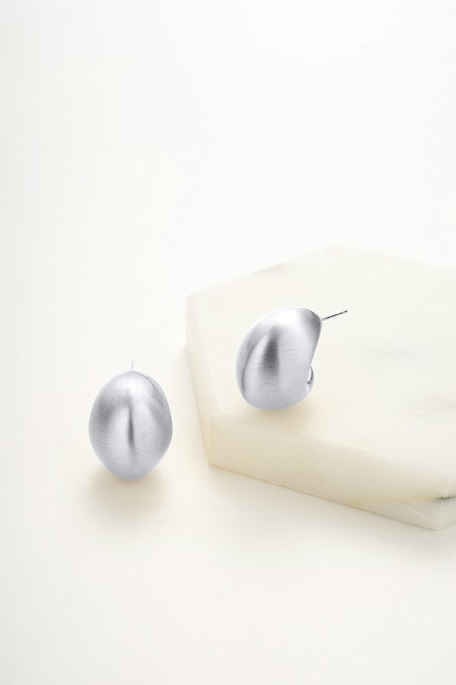 Hailey Brushed Hoop - Silver
