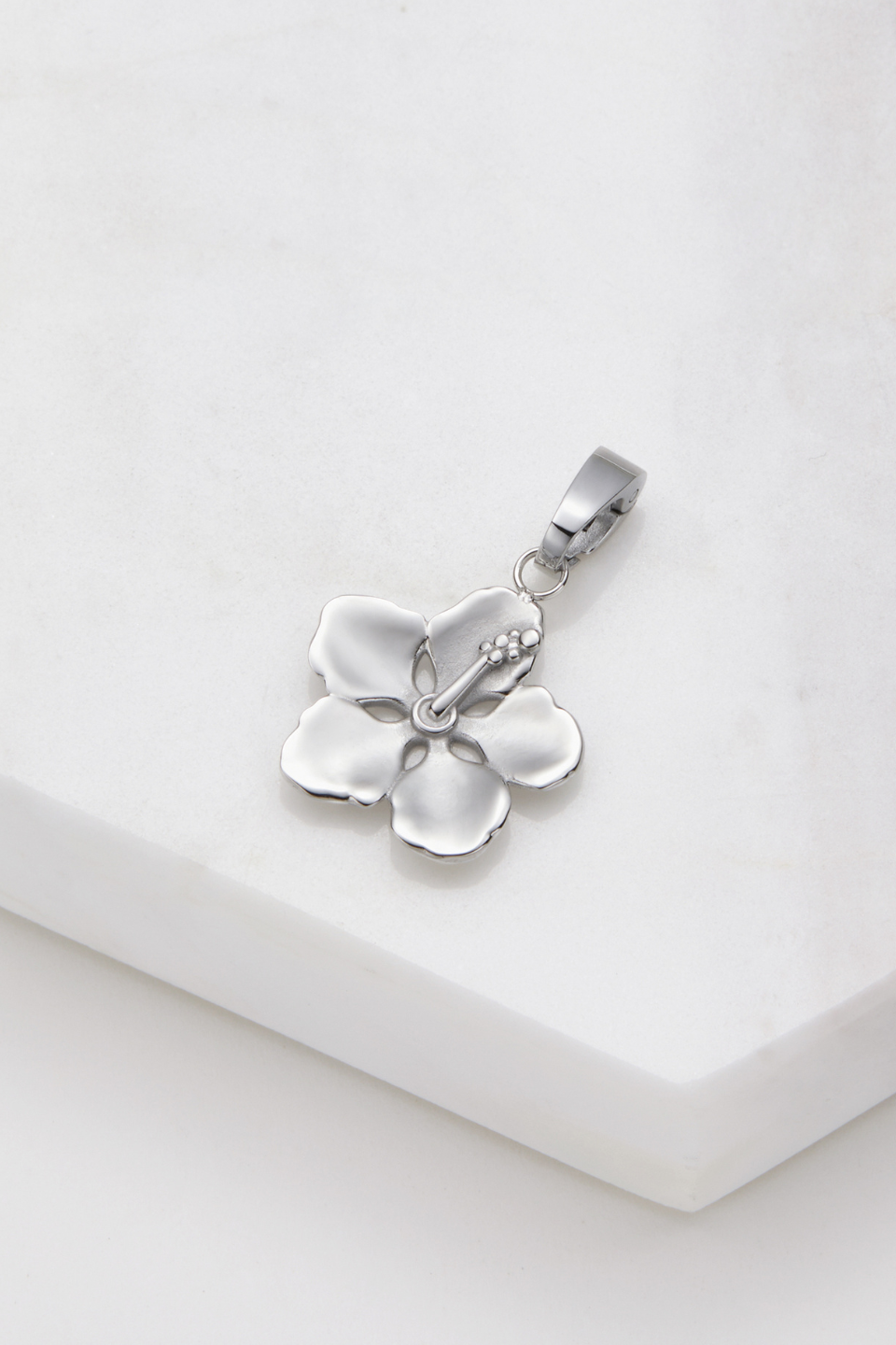 Hibiscus Flower Charm - Silver