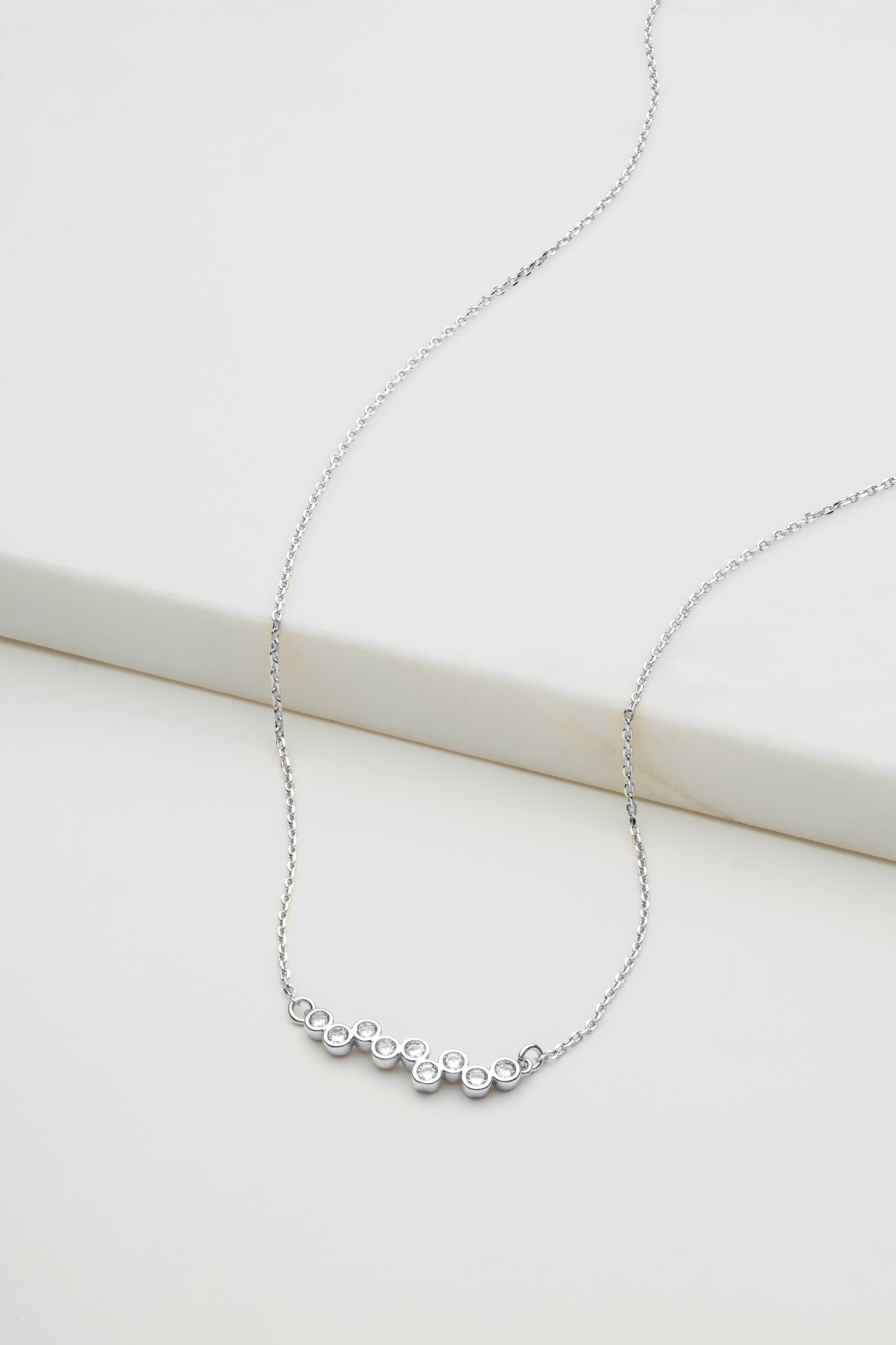 Scattered Crystal Necklace - Silver