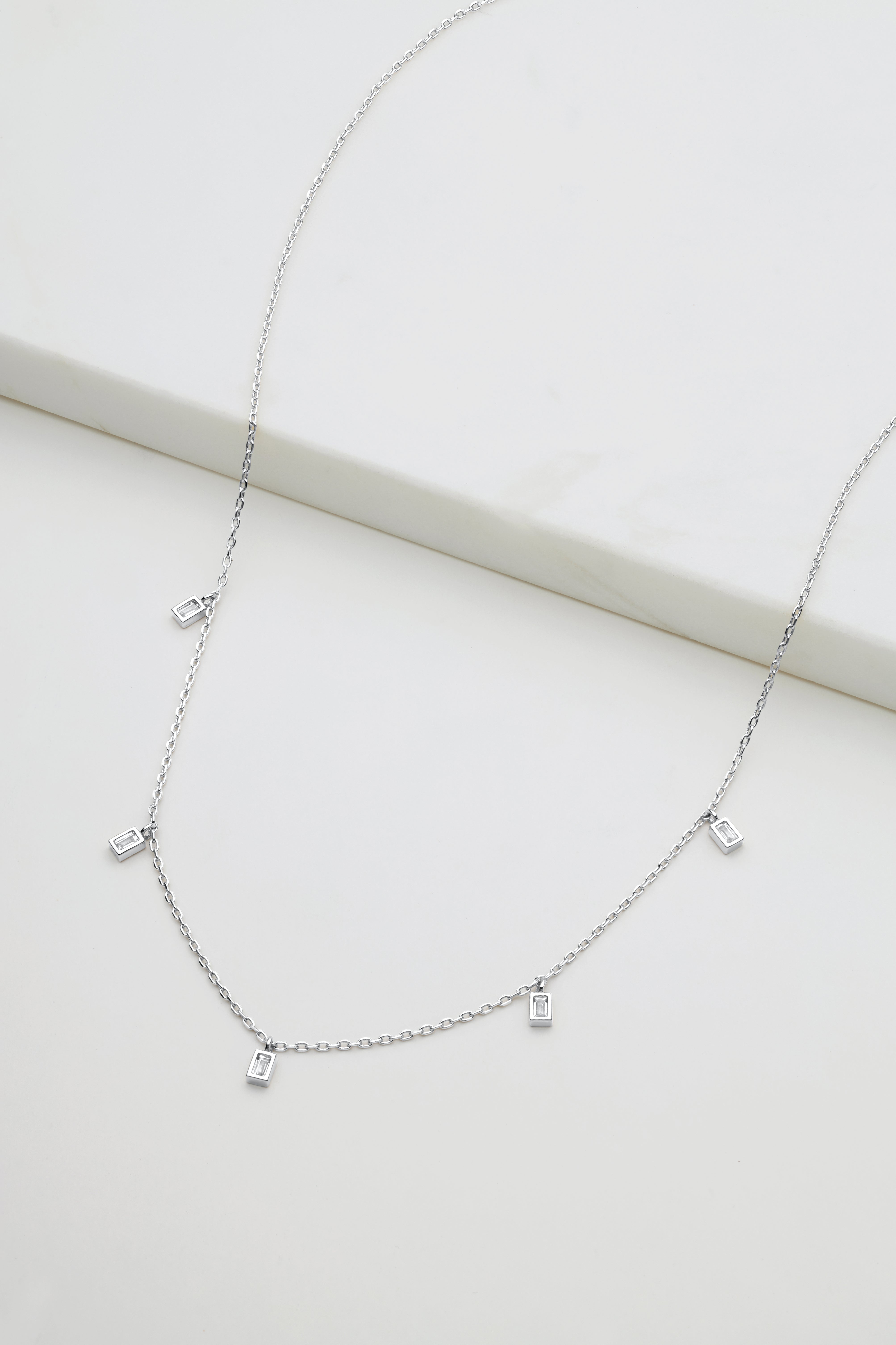 Baguette Necklace - Silver
