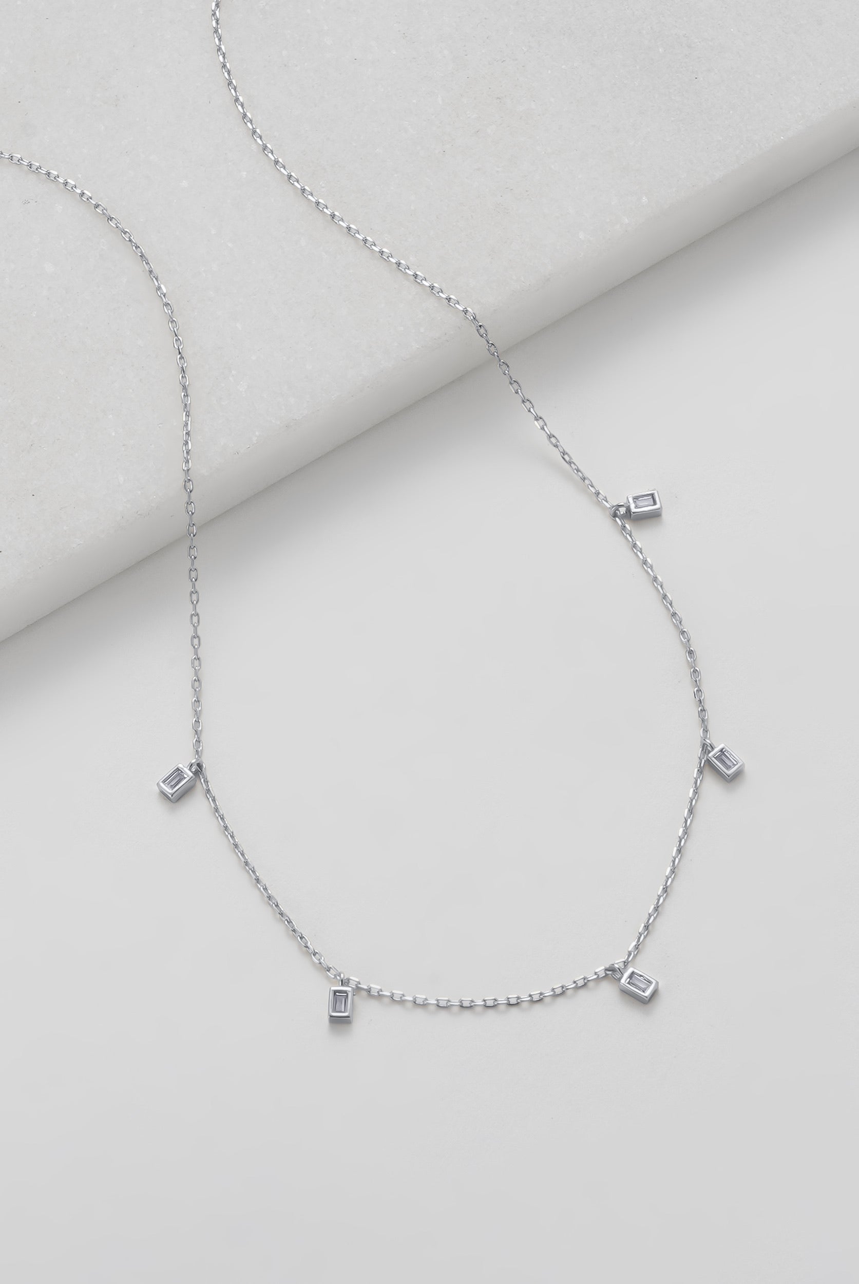 Baguette Necklace - Silver
