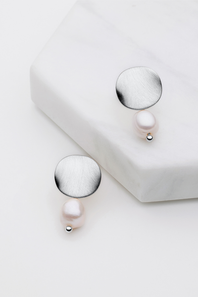 Hazel Brushed Earring - Silver