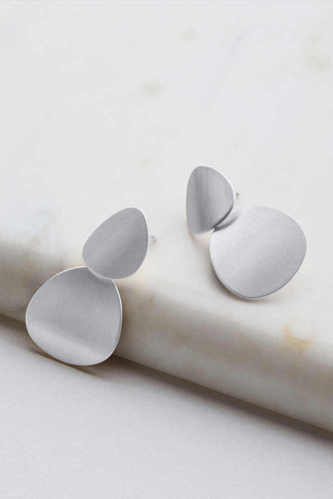 Frankie Brushed Earring - Silver