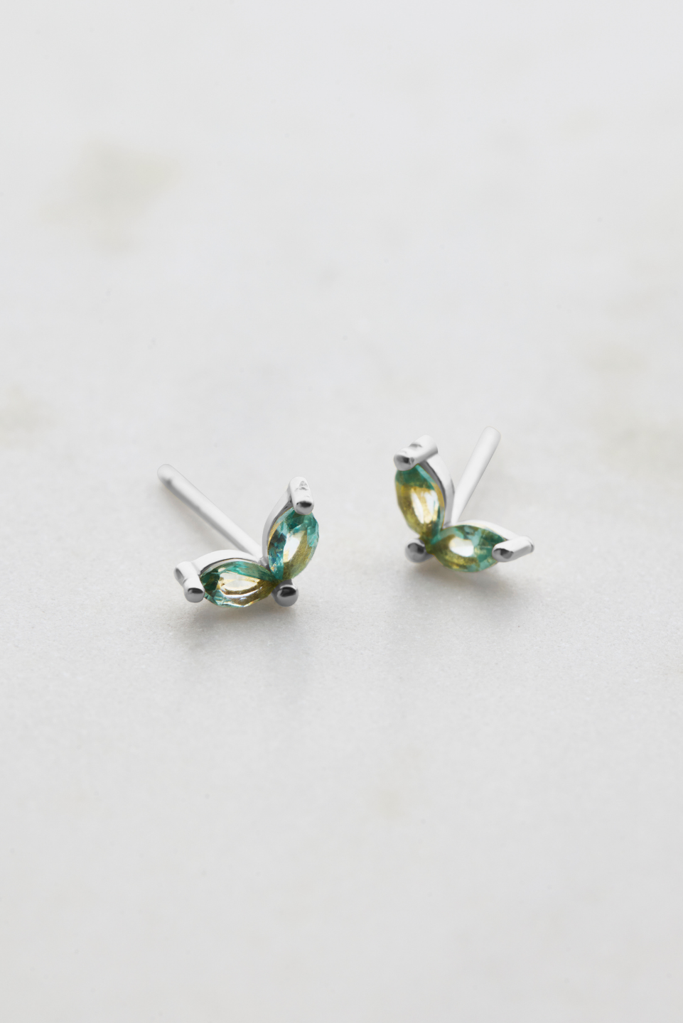 Double Crystal Stud - Blue - 925 Silver