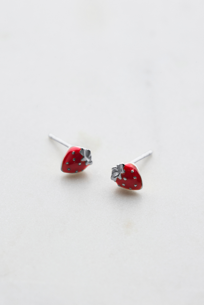 Strawberry Stud Earring - 925 Silver