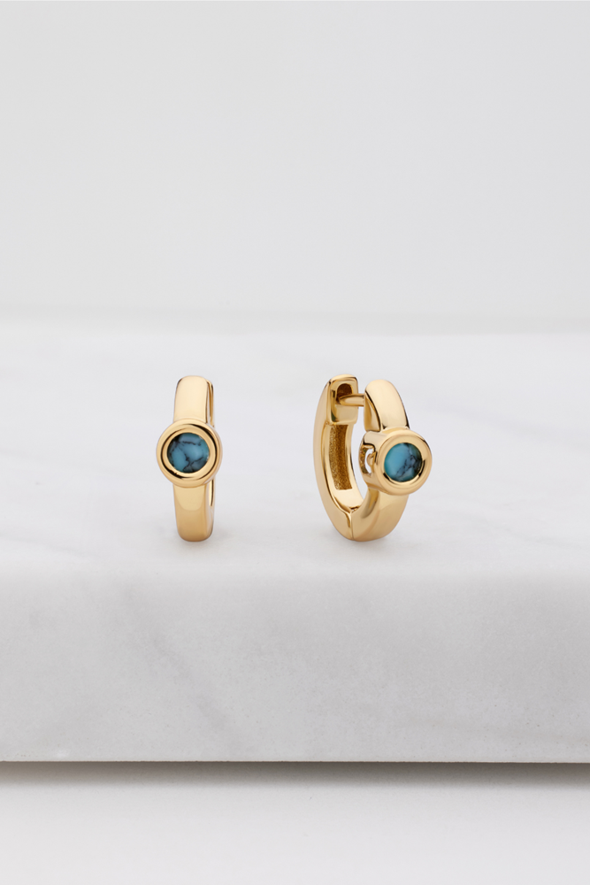 Luna Huggie - Gold/Turquoise