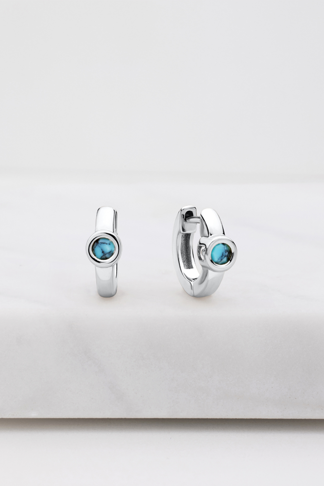 Luna Huggie - Silver/Turquoise