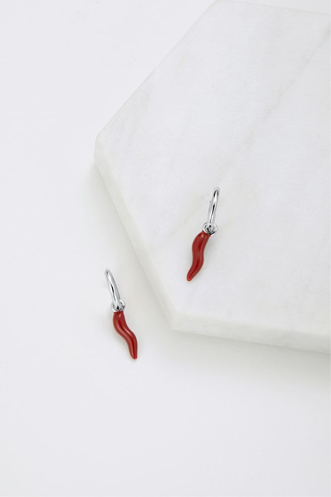 Red Chilli Earring - Silver