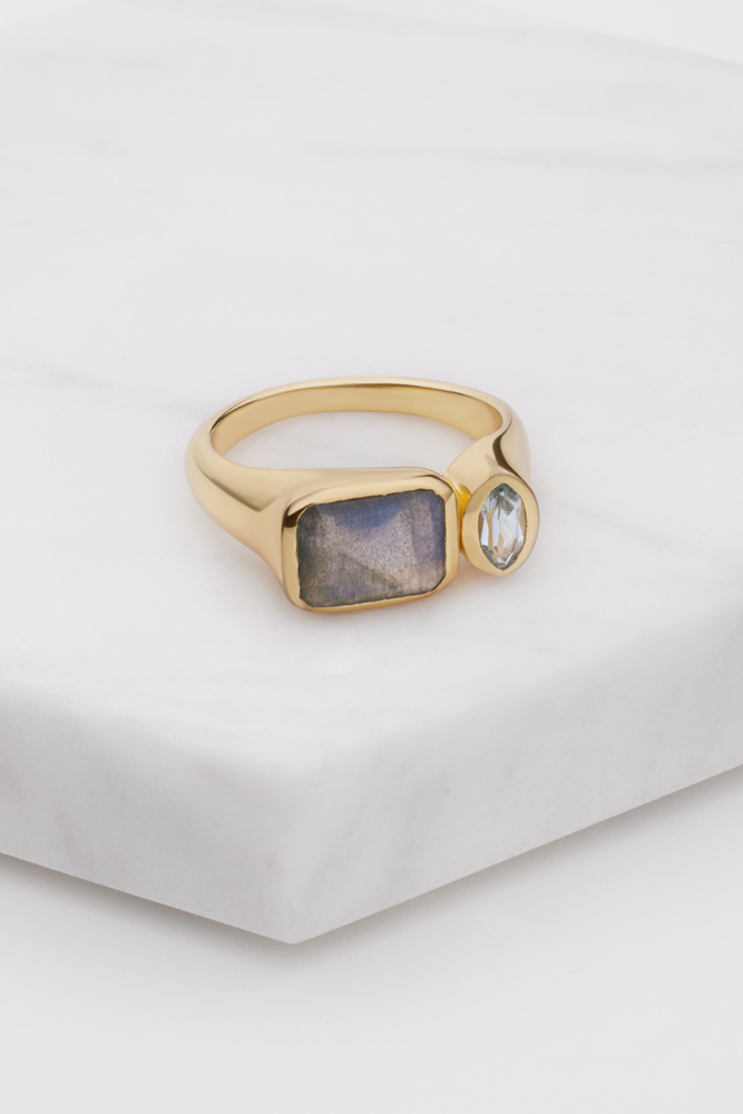Hazel Ring - Labradorite/Blue Topaz