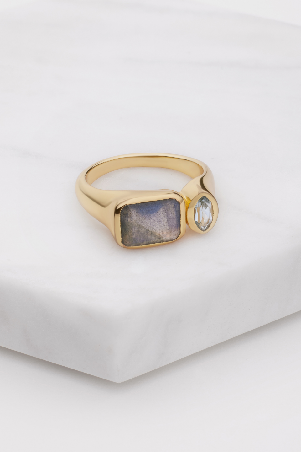 Hazel Ring - Labradorite/Blue Topaz