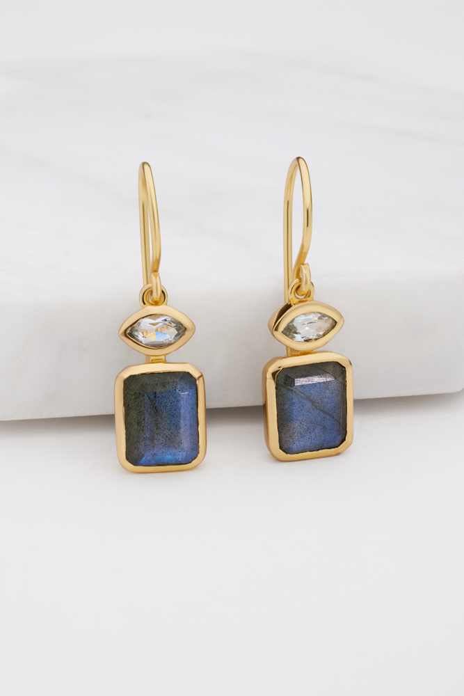 Hazel Earring - Labradorite/Blue Topaz