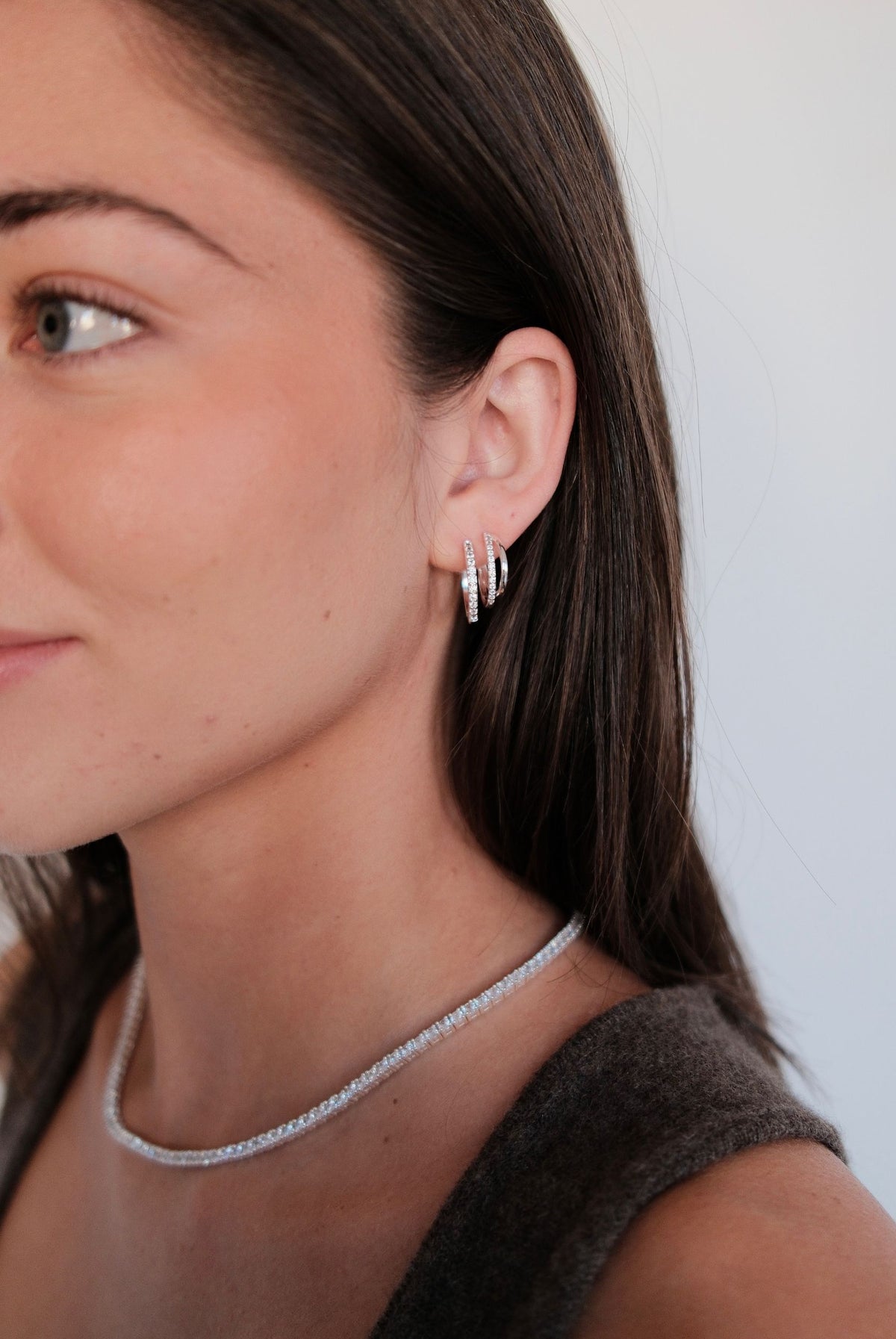 Silver Celeste Hoop - Clear / Silver — Zafino Australia (2 of 6)