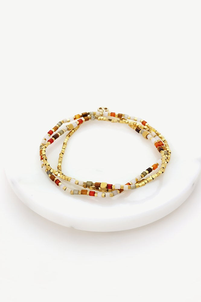 Ophelia Wrap Bracelet - Berry / Gold