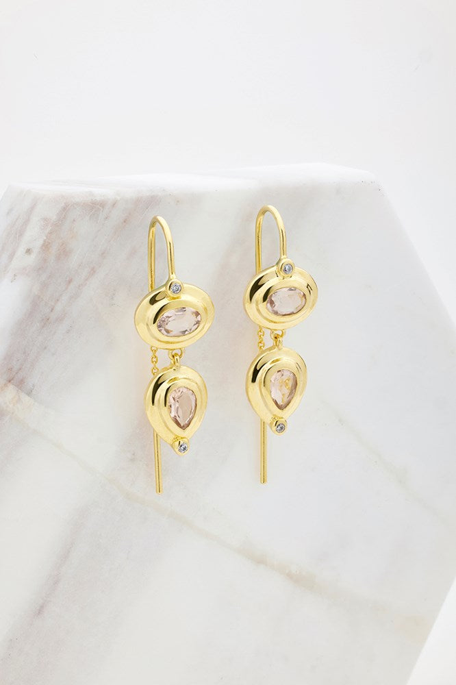 Chloe Thread Earring - Morganite