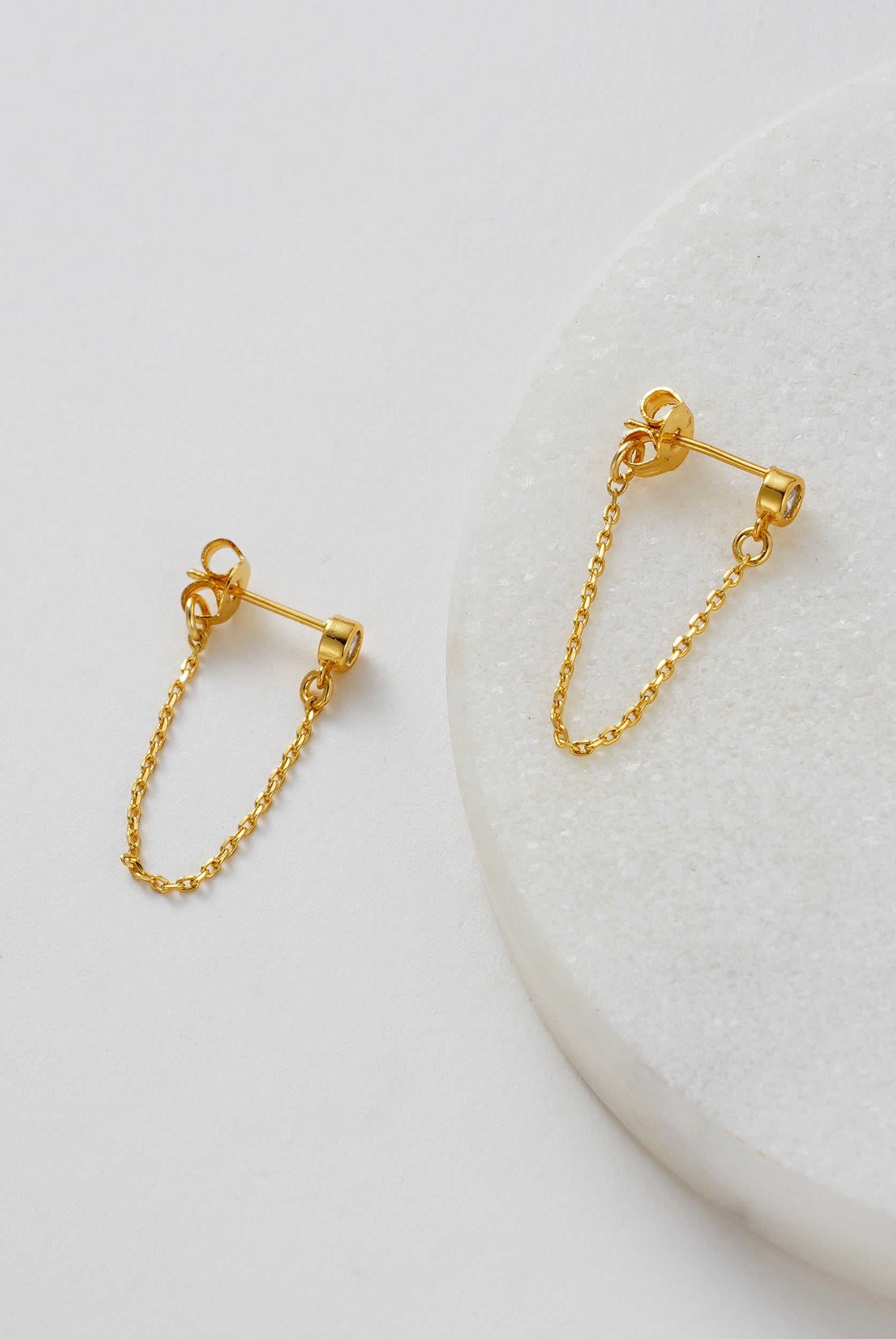 Crystal Chain Wrap Earring - Gold