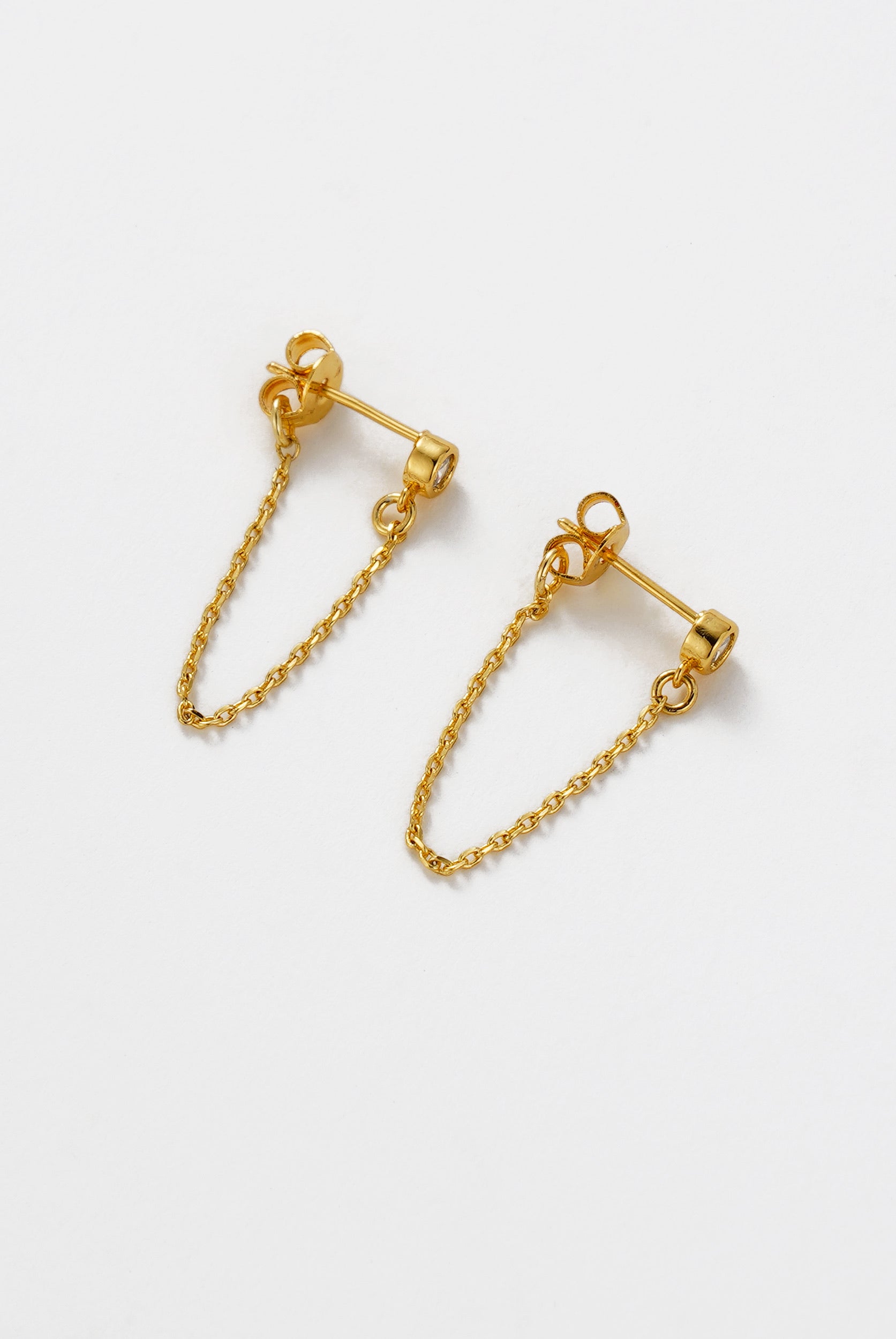 Crystal Chain Wrap Earring - Gold