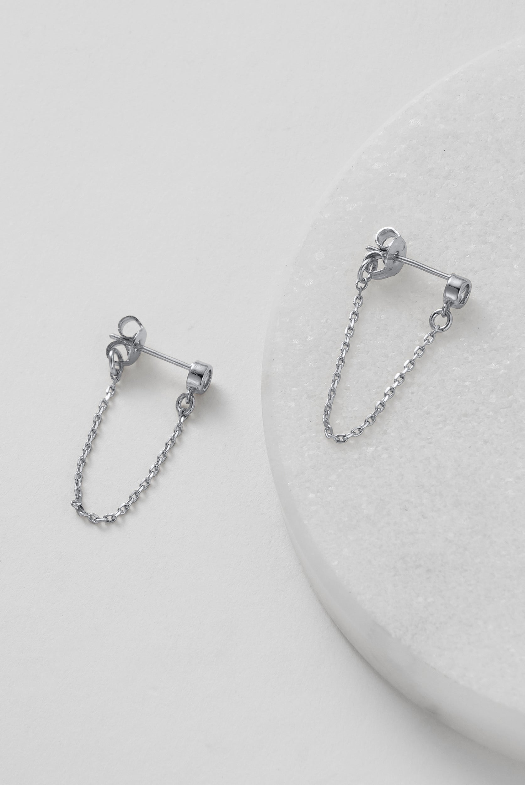 Crystal Chain Wrap Earring - Silver