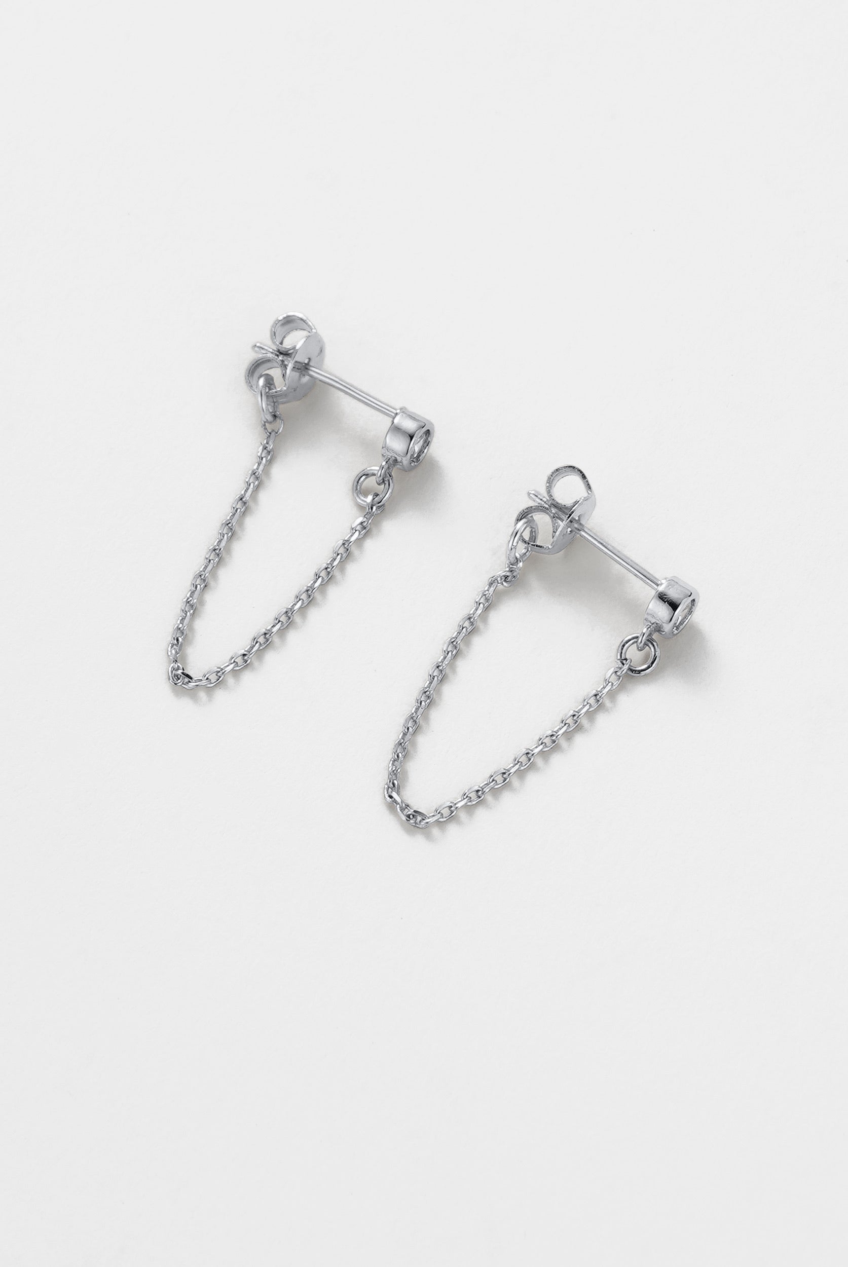 Crystal Chain Wrap Earring - Silver
