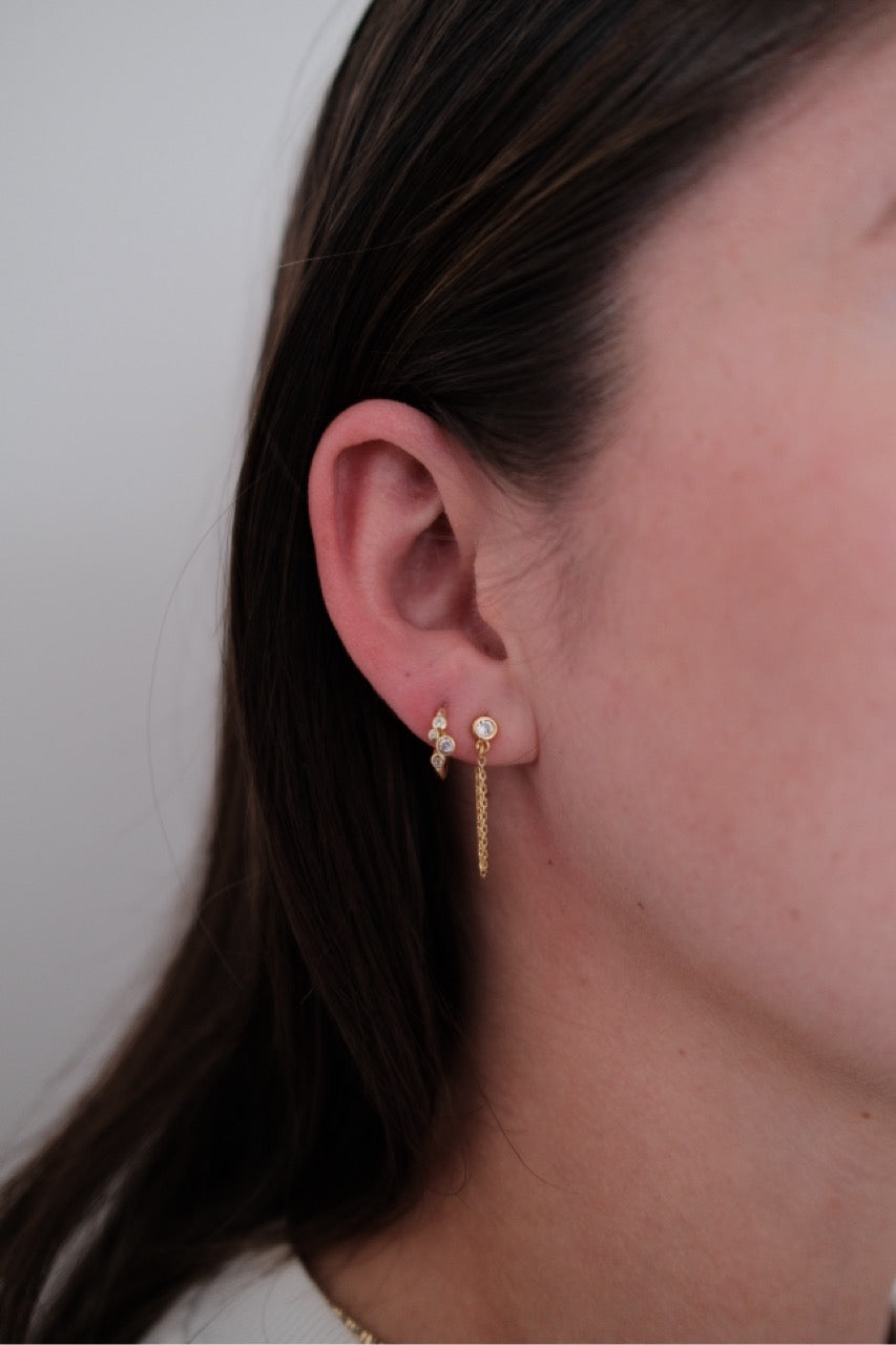 Crystal Chain Wrap Earring - Gold