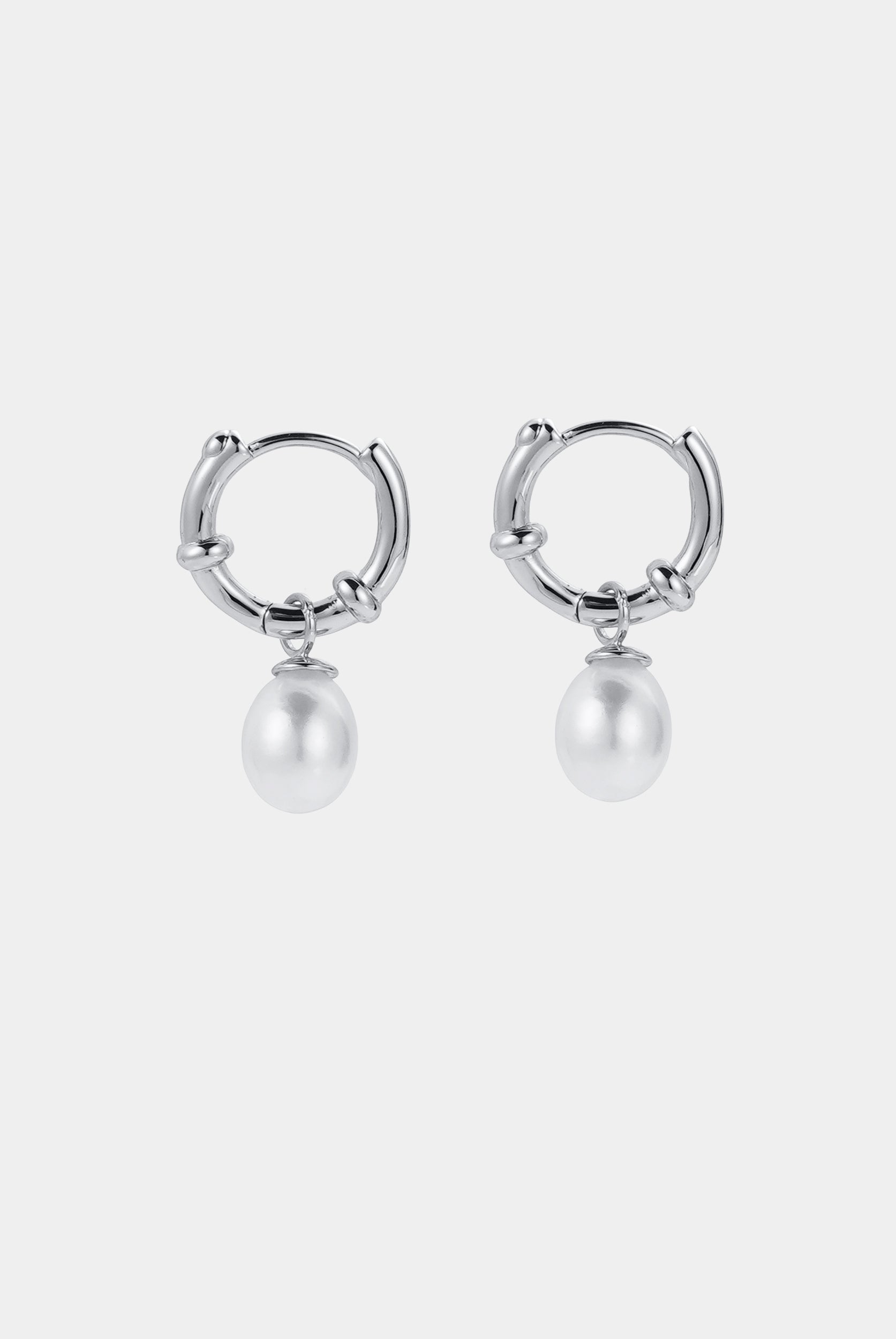 Tessa Pearl Hoop - Silver