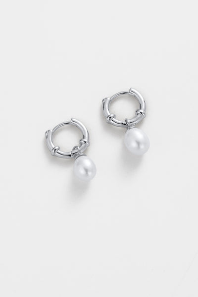 Tessa Pearl Hoop - Silver