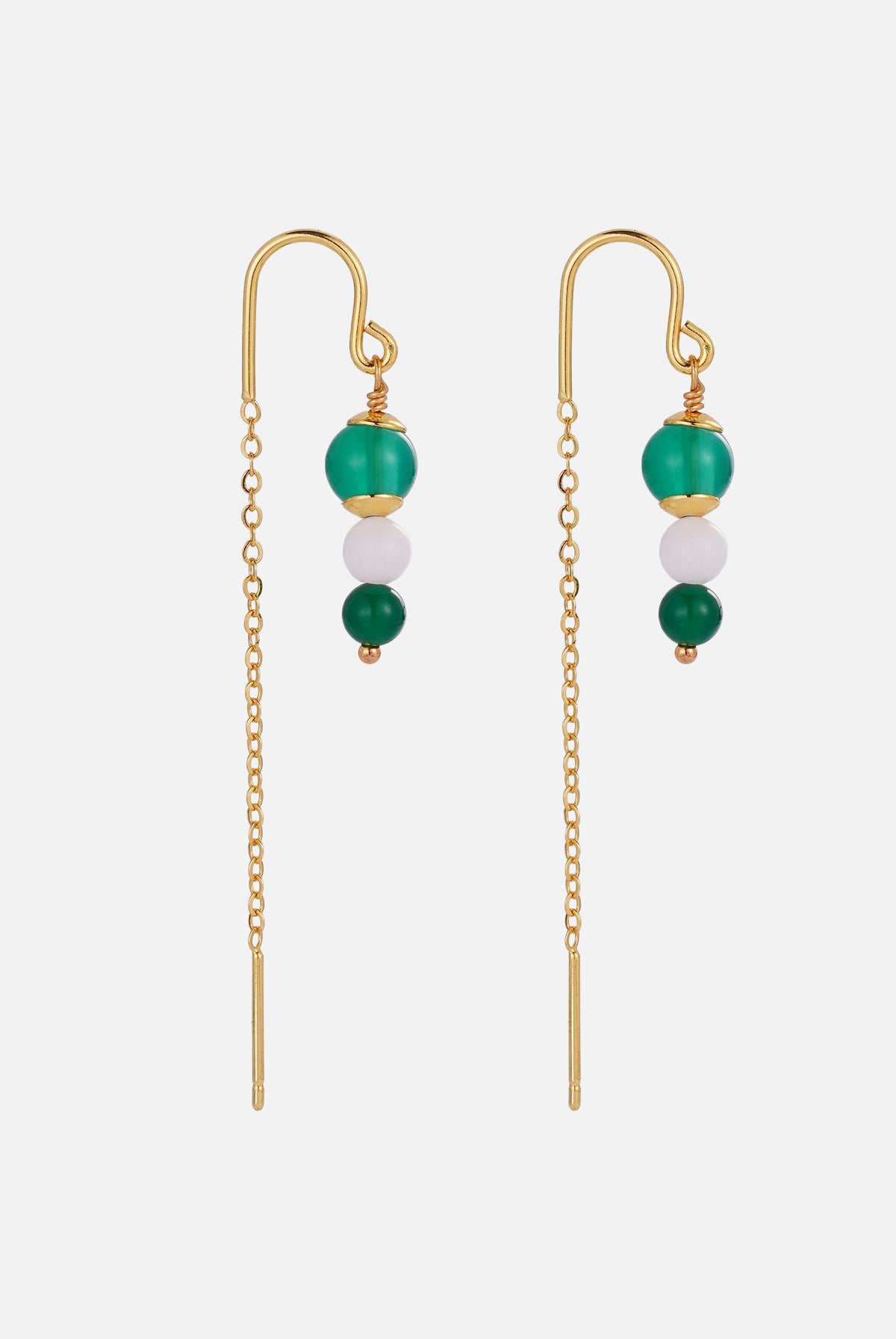 The Amelia Beaded Necklace, Thread Earrings & Luna Huggies Stack