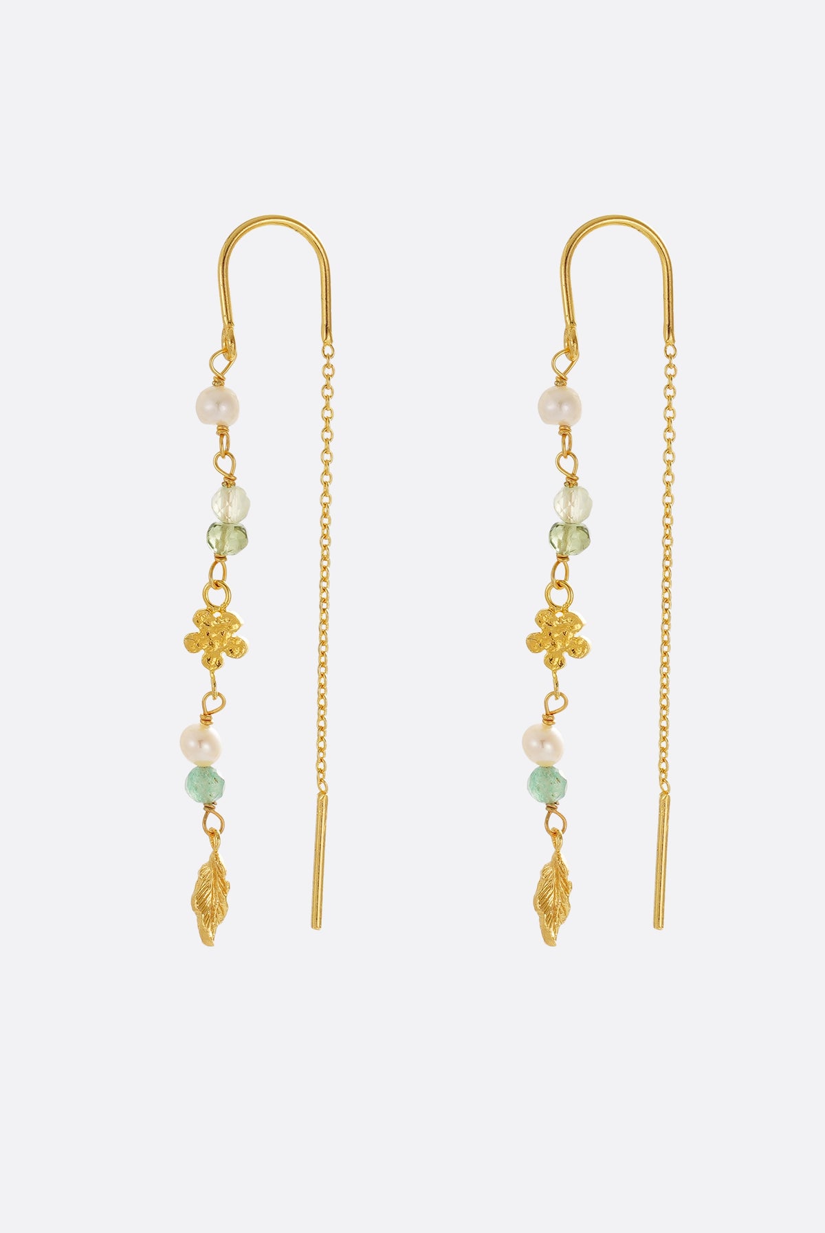 Margot Thread Earrings & Luna Charm Necklace Stack - Gold