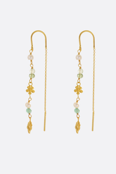 Margot Thread Earrings & Luna Charm Necklace Stack - Gold