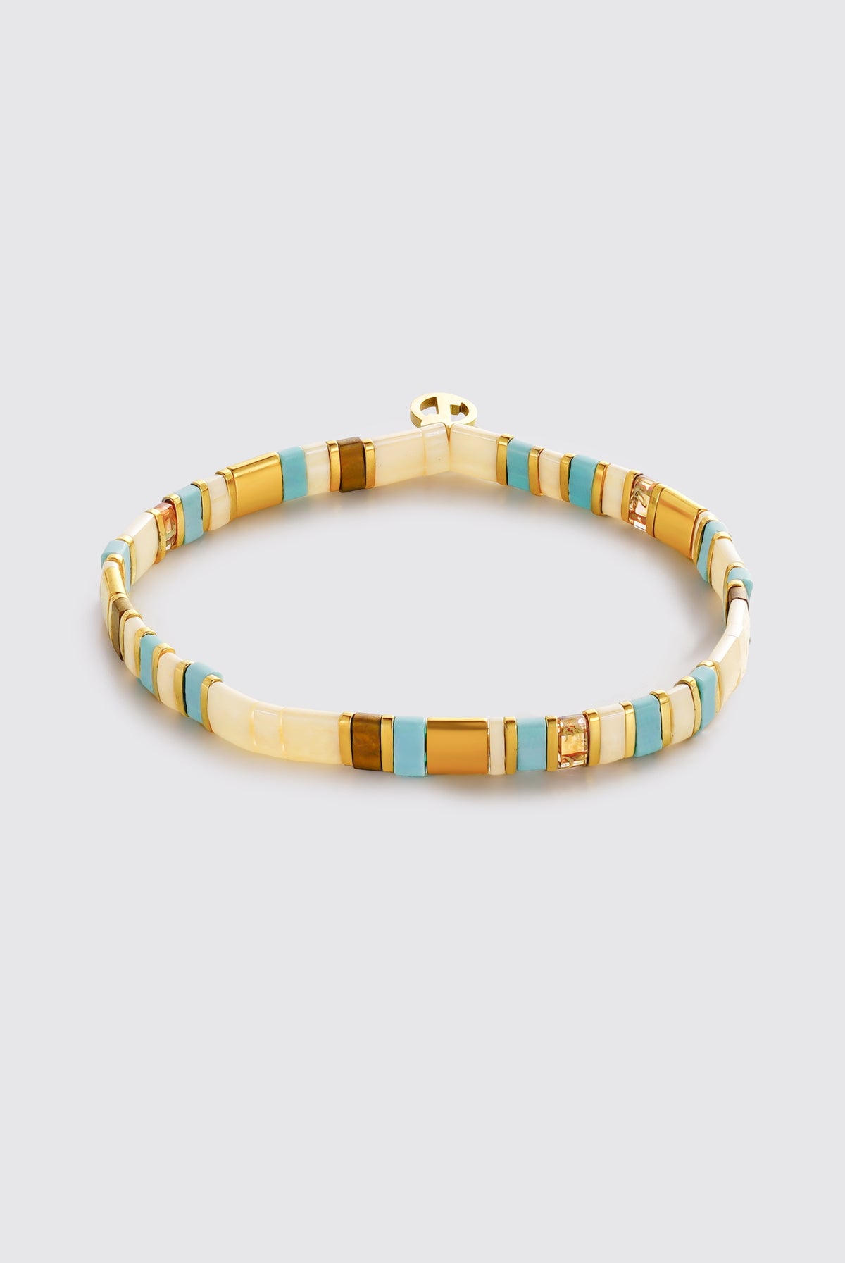 Tile Bracelet - Teal/Cream