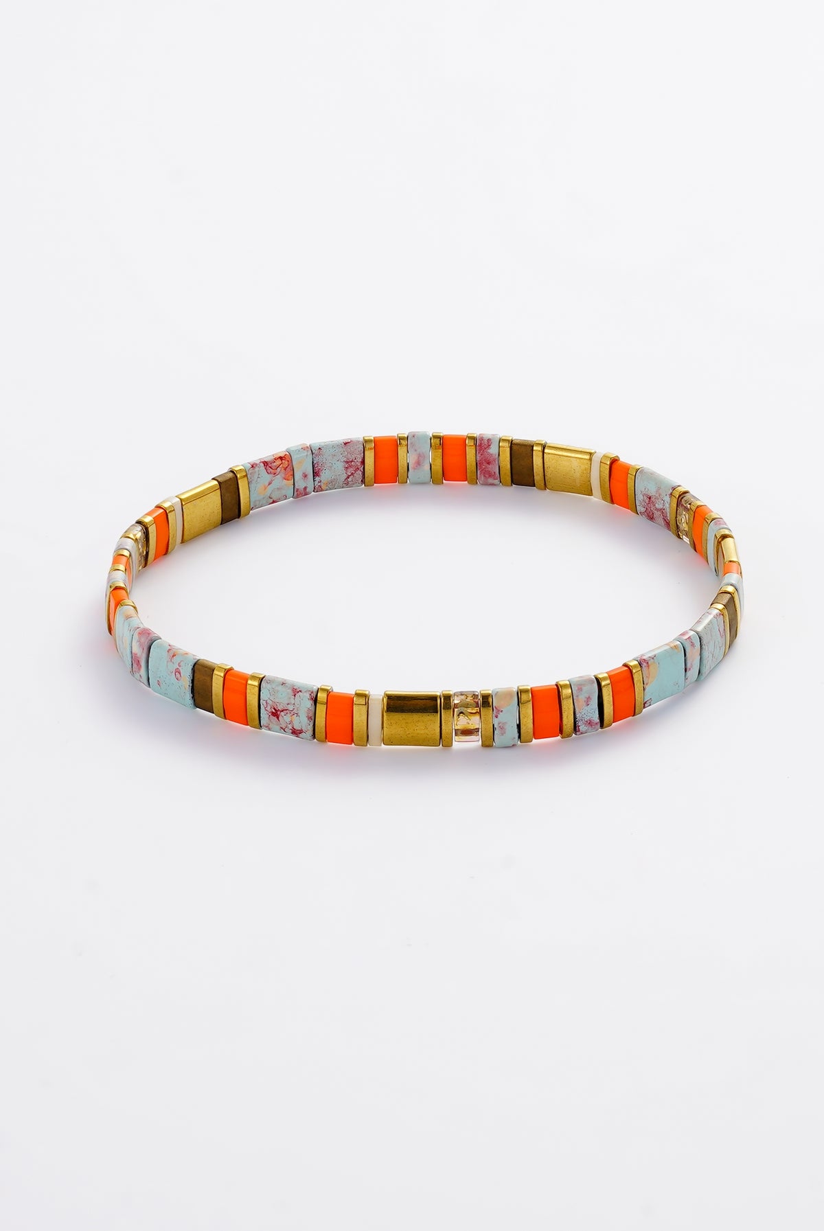Tile Bracelet - Teal/Orange
