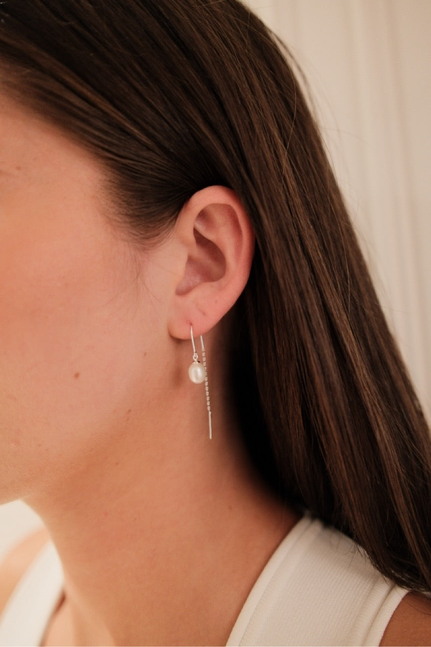 Talia Thread Earring - Silver