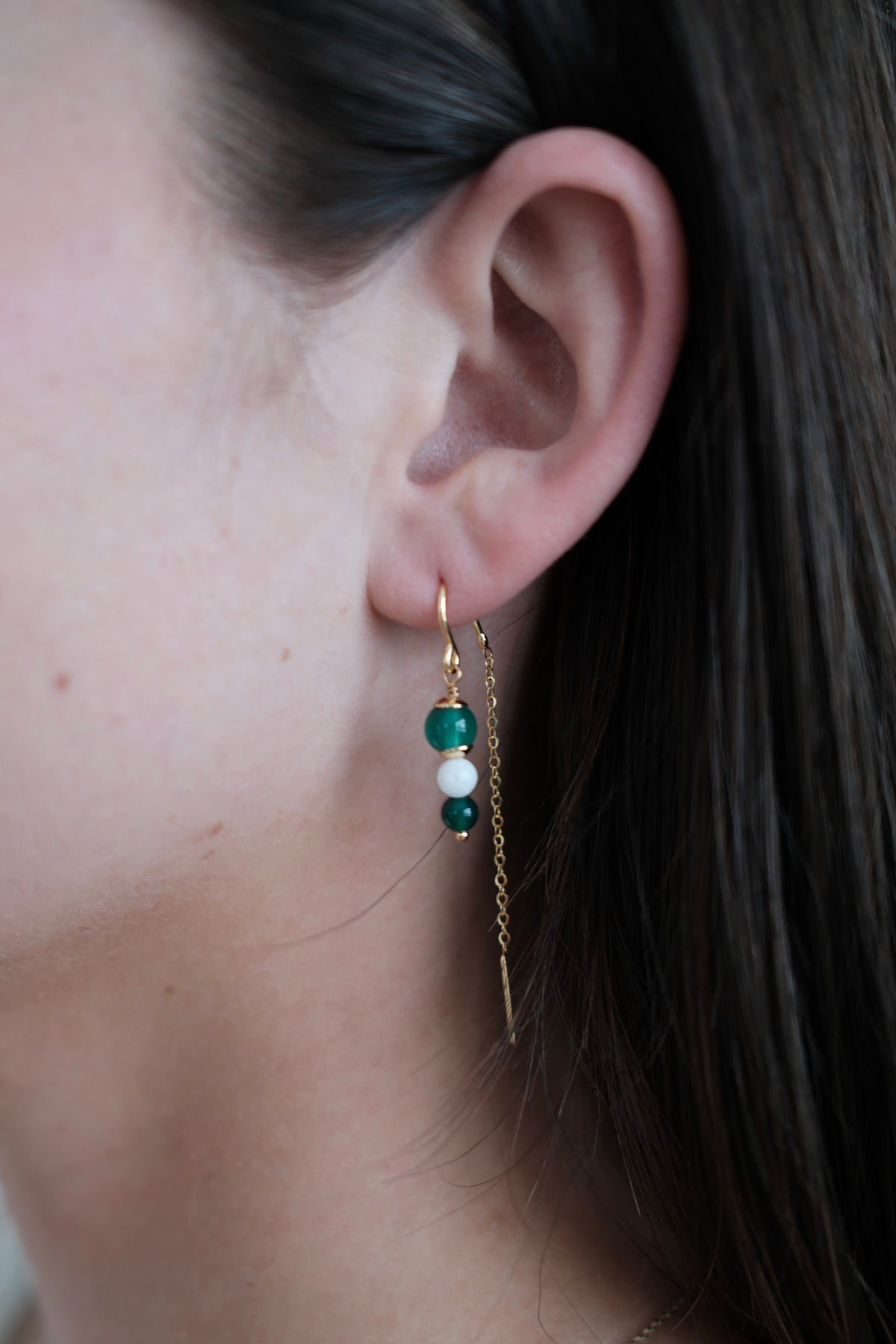 Amelia Thread Earrings - Green