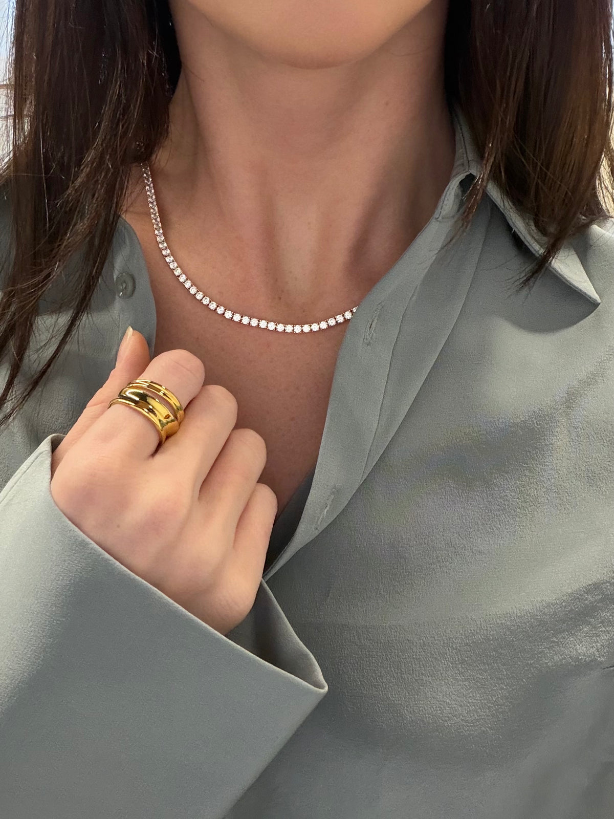 Dani Necklace & Nina Ring Stack - Silver